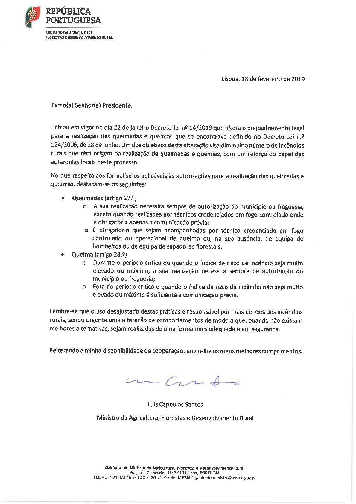 Imagem Queimas e Queimadas - Decreto-Lei nº 14/2019  